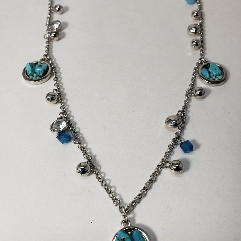 GUESS Silver-Tone Necklace – Colorful Beads & Crystal Disc Accent Jewelry - 32" - Picture 9 of 9
